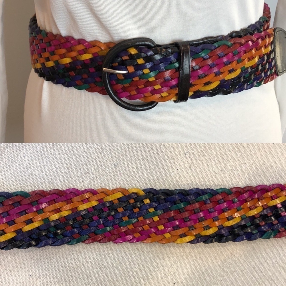 Multi Colored Rainbow Leather Belt